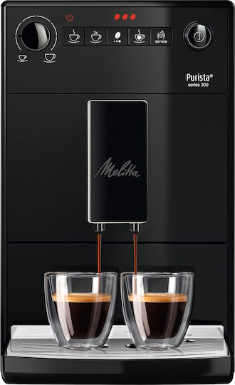 Melitta Purista Pure Automatische Espressomaschine 1450W Druckreiniger 15bar mit Mahlwerk Schwarze 6771312
