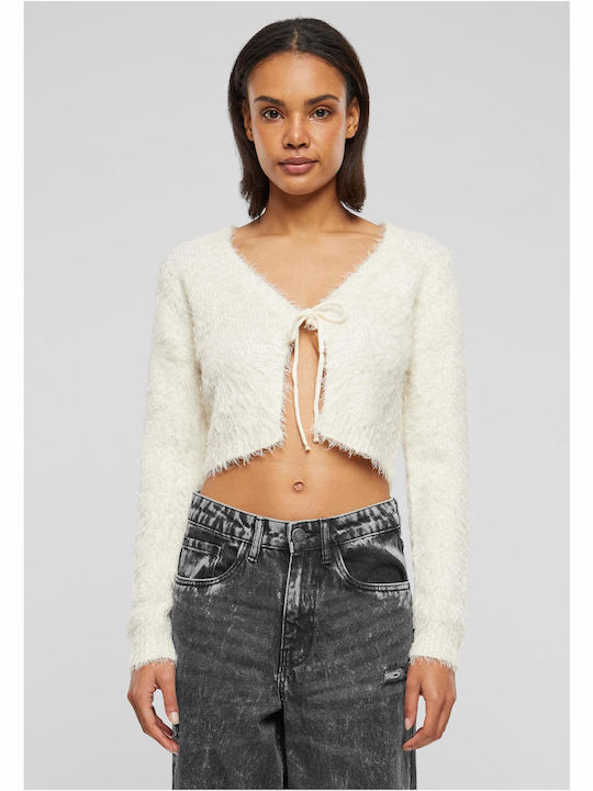 Short Women's Knitted Cardigan Whitesand