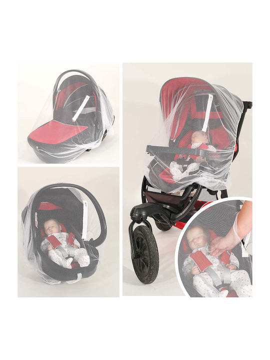 Trois Kilos Sept Mosquito Net for Stroller Tulle 55-8075061 with Elastic White 120x60cm