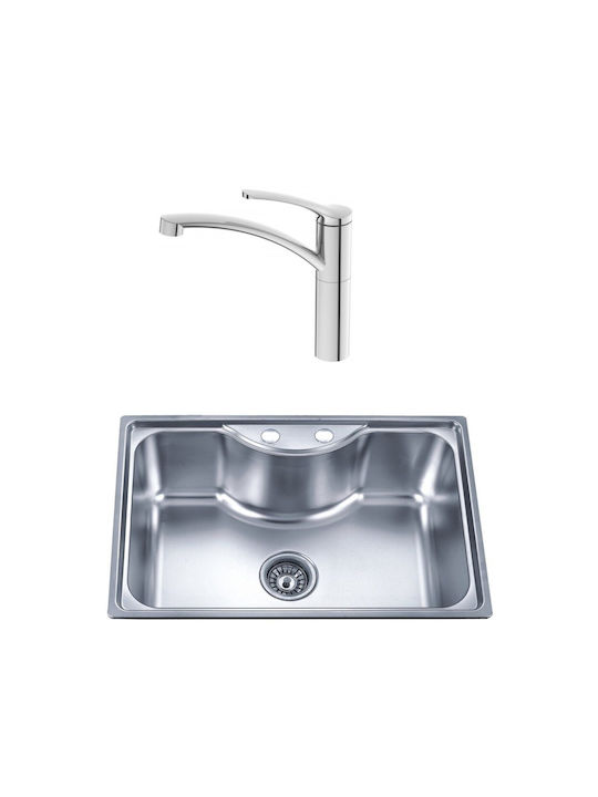 Inter Ceramic Ένθετος Νεροχύτης Inox με Μπαταρία Μ65xΠ45cm Ασημί