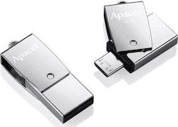 Apacer Ah750 64GB Stick με σύνδεση USB-A & micro USB-B Ασημί