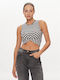 Damen Bluse Ärmellos Gestreift Black