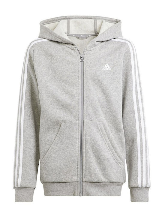 Adidas Cardigan pentru copii din material frotirat cu glugă Gri