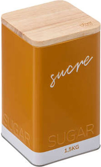 Marva Sugar Coffee Box with Lid Wooden Yellow 10.7x10.7x19.3cm