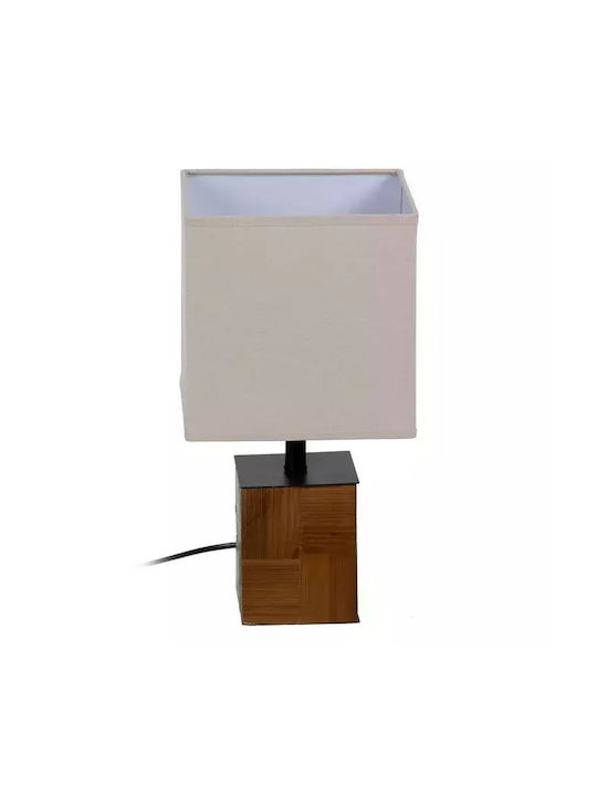 Lemn Table Lamp E27 with Bej Shade and Negru Base