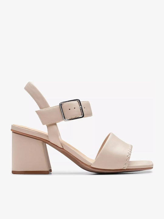 Siara65 Buckle Leder Sandalen Beige