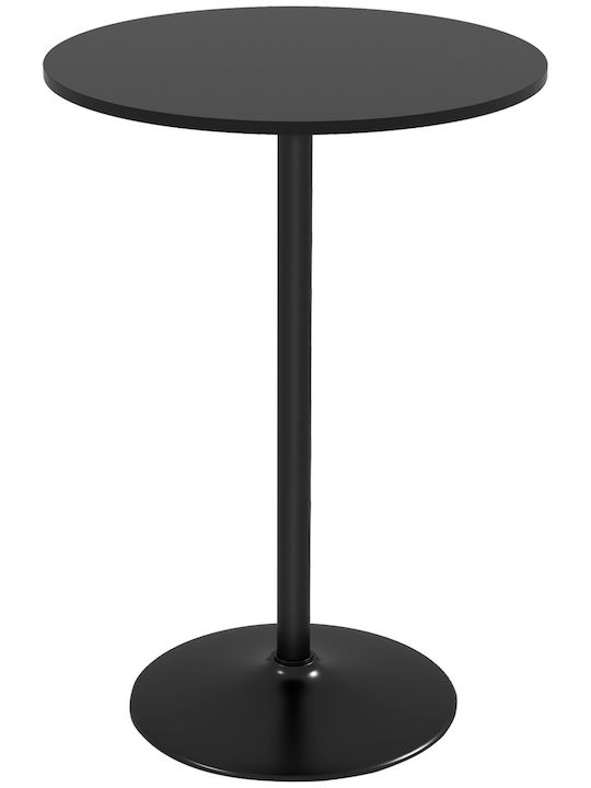 Round Table Bar Wooden with Metal Frame Black 70x70x102cm