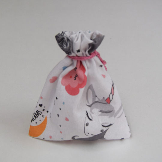 Decocraft Decocraft Fabric Unicorn Pouch for Gift with Theme Unicorns White 14x18cm 12 Pieces