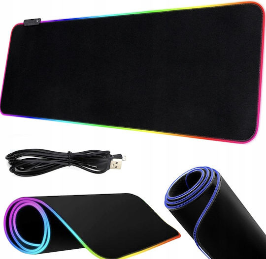 Verk Group Гейминг Мишка Пад XXL (800мм) с RGB Осветление чрез USB Черен