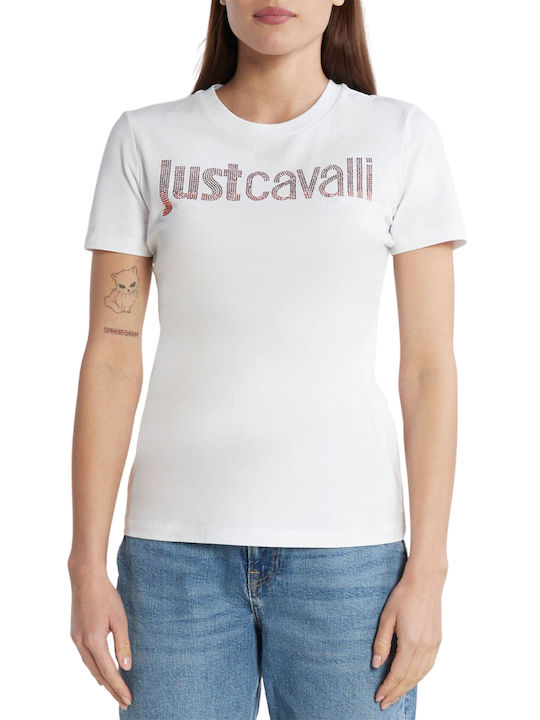 Just Cavalli Damen Bluse Baumwolle Kurzärmelig Weiß