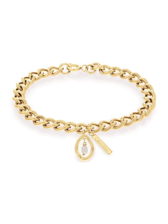 Calvin Klein Bracelet Chain made of Steel Gold Plated with Pearls