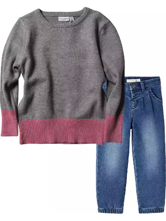 Set pentru copii cu pantaloni Iarnă 2buc Greyandpink