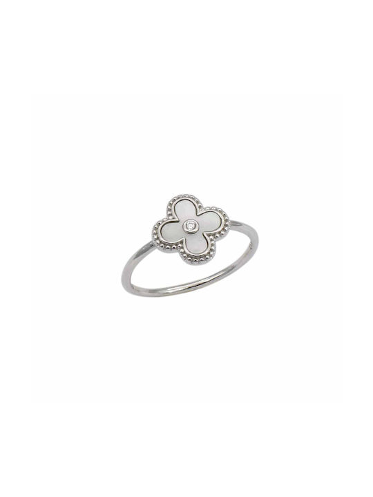 Cross Ring with Fiduciary White Silver 925