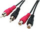 Cable 2x RCA male - 2x RCA female 3m KPO2661-3
