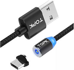 TOPK Magnetic - Magnet USB 2.0 spre micro USB Cablu Negru 1m 1buc