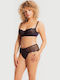 High-waisted Women's Brazil with Lace Black