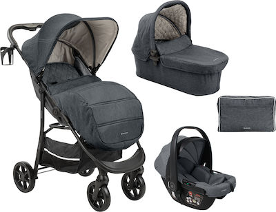 Kikka Boo Selina 3 in 1 Adjustable 3 in 1 Baby Stroller Suitable for Newborn Dark Grey