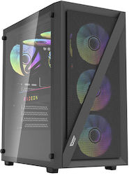 Darkflash DK260 Air Gaming Midi Tower Κουτί Υπολογιστή με Πλαϊνό Παράθυρο Μαύρο