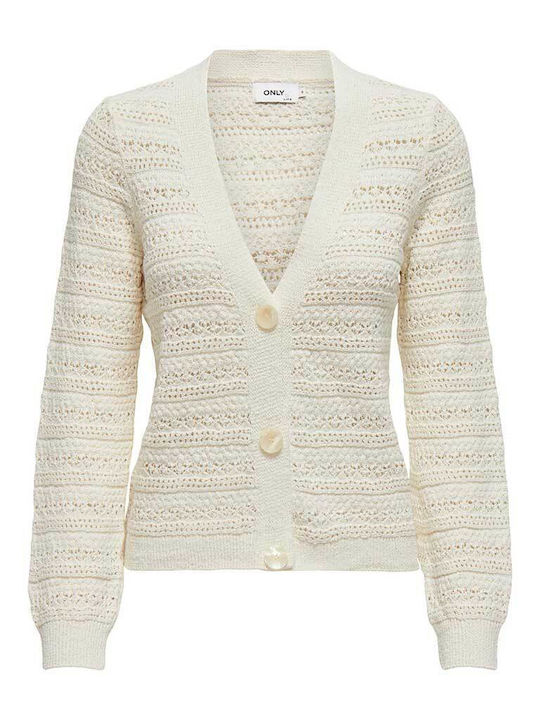 Only Life Long Women's Knitted Cardigan with Buttons Beige