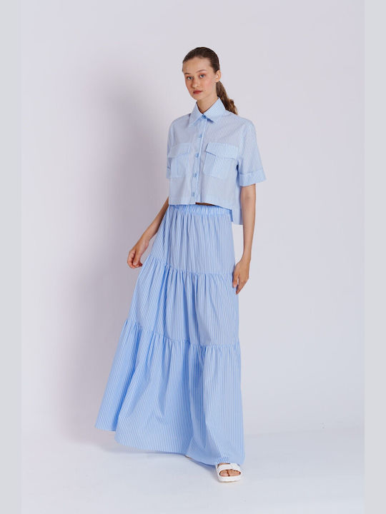 Collectiva Noir High Waist Skirt in Light Blue color