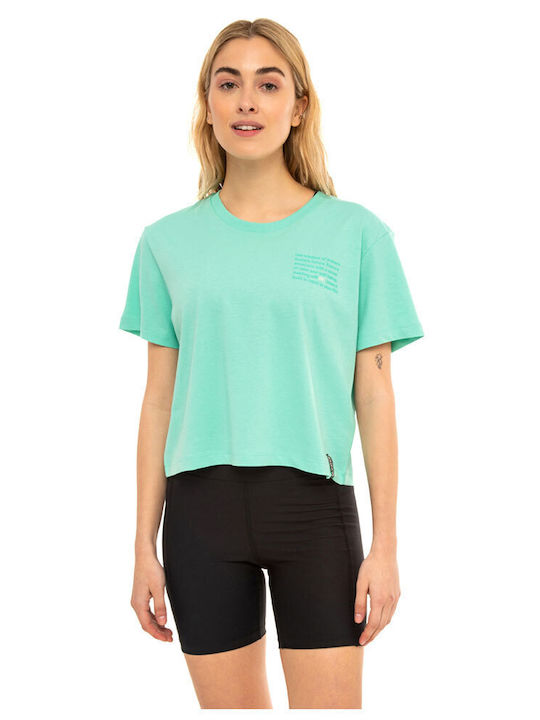 Be:Nation Damen Crop Top Baumwolle Kurzarm Türkis