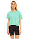 Be:Nation Women's Crop Top Cotton Short Sleeve Turquoise