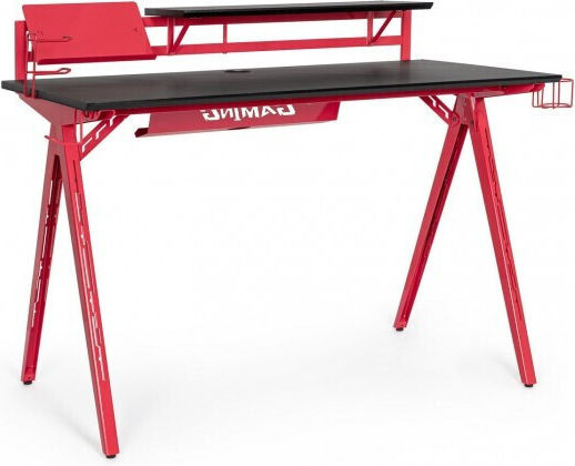 Spielbüro Gaming Gaming Holz Rot/Schwarz mit Metallbeinen 135.5x60x95cm