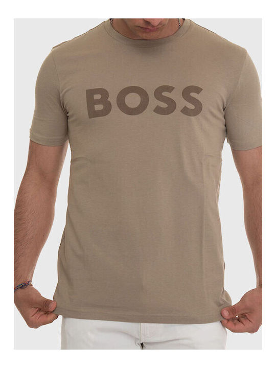 Hugo Boss Bluza Bărbătească cu Mânecă Scurtă beige