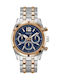 Guess Ανδρικό Ρολόι 44mm Μπαταρίας με Ασημί Μεταλλικό Μπρασελέ