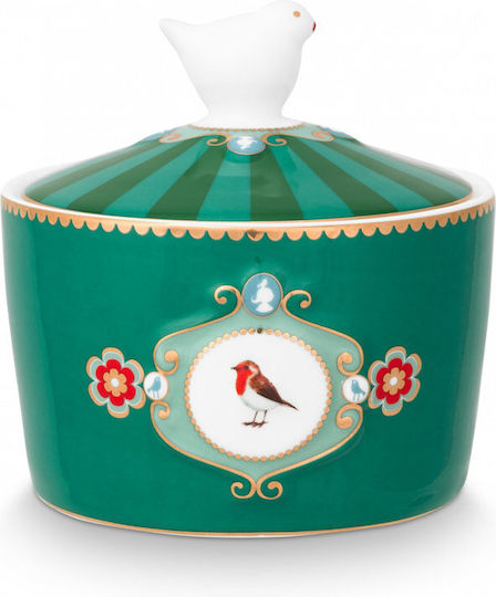 PiP Studio Love Birds Zuckerdose zum Servieren aus Porzellan in Grün Farbe 1Stück
