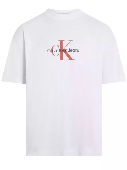 Calvin Klein Archival Monologo Мъжка Блуза с Къс Ръкав White