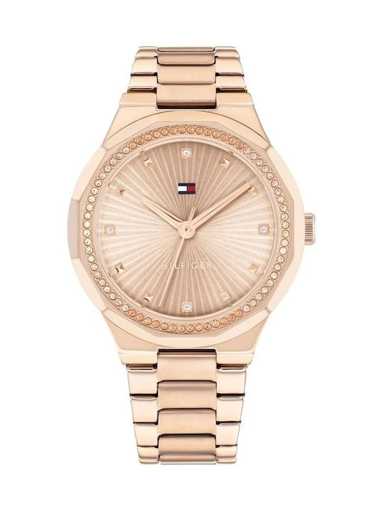 Tommy Hilfiger Watch Battery with Pink Gold Metal Bracelet