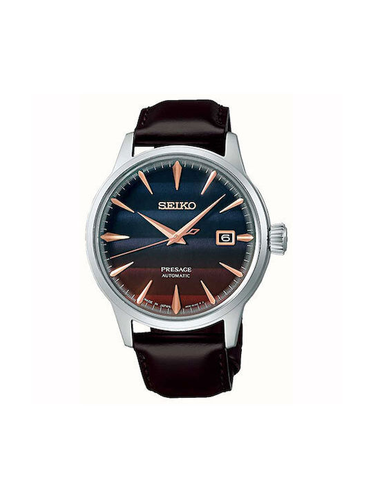 Seiko Prospex Ανδρικό Ρολόι Αυτόματο με Μωβ Δερμάτινο Λουράκι