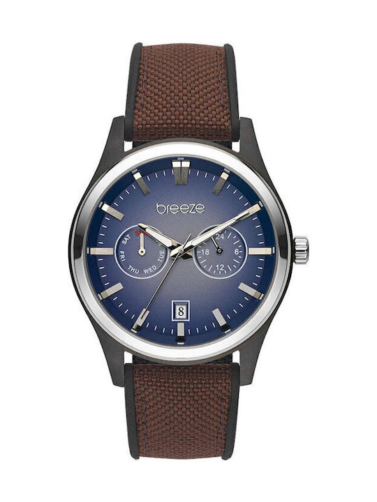 Breeze Ανδρικό Ρολόι 50mm Μπαταρίας με Καφέ Μεταλλικό Μπρασελέ