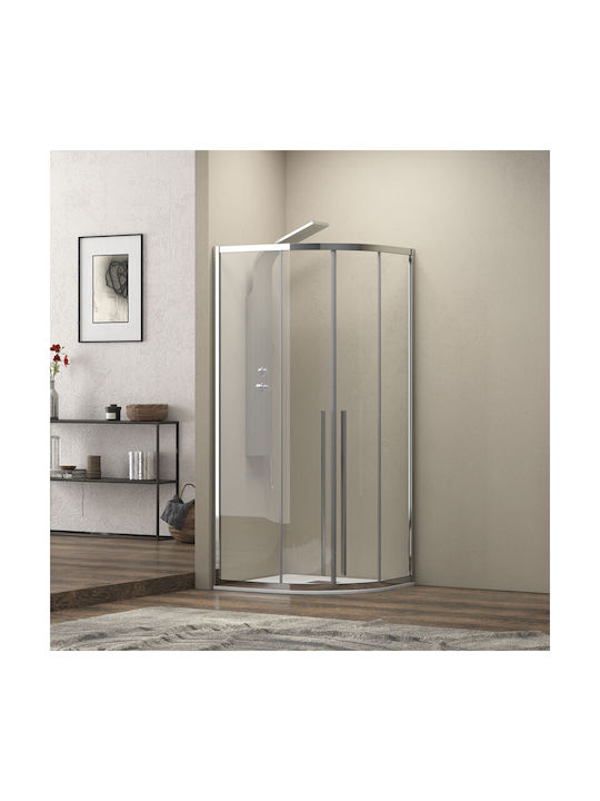 Karag Elysium 200 Cabin for Shower Semi-circular with Sliding Door 90x90x200cm Clear Glass Chrome