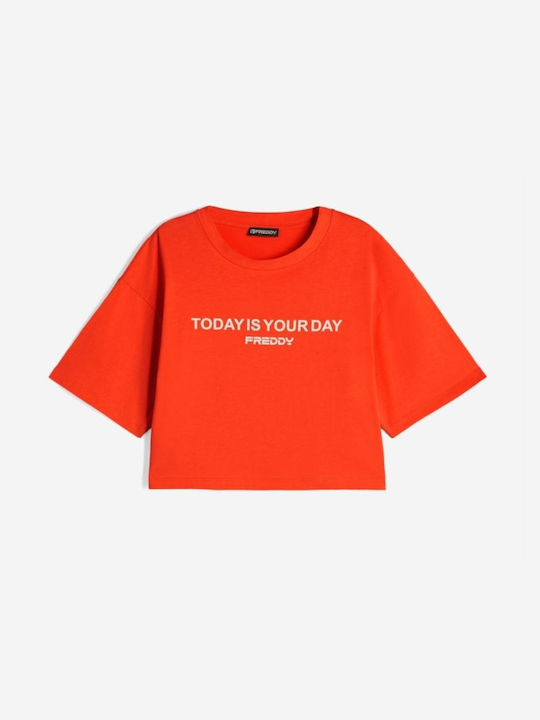 Freddy Γυναικείο Αθλητικό Crop T-shirt Πορτοκαλί