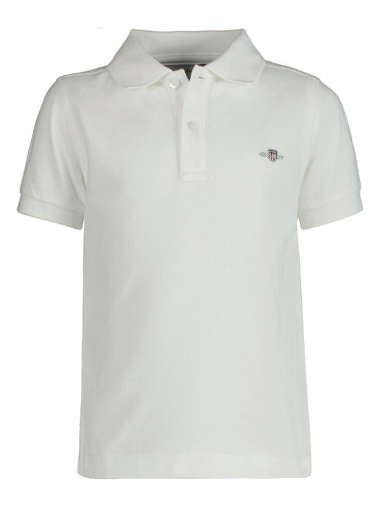 Gant Kids Short-Sleeved White Polo Shield