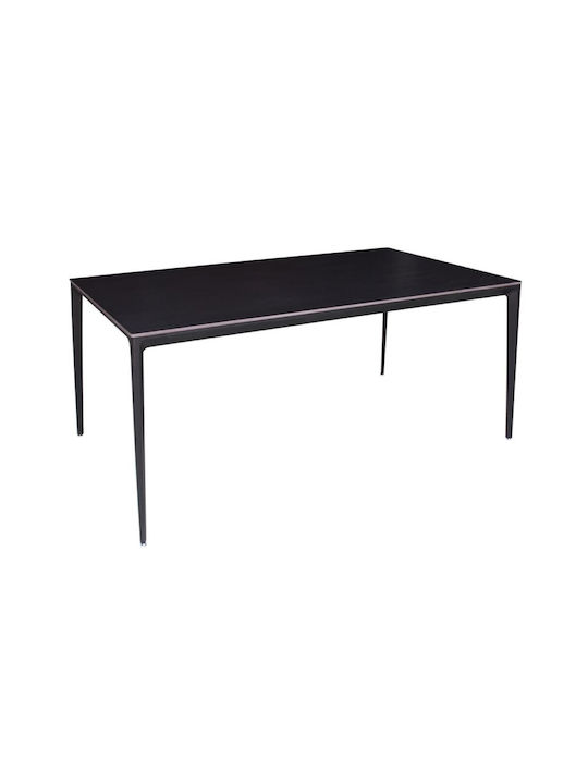 Table Dining Room Aluminum Black Velvet-Black Metal 140x80x74cm