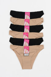 Invisi Feminin Slip MultiPack Μαύρα Και Μπεζ Invisi Feminin Slip MultiPack Μαύρα Και Μπεζ