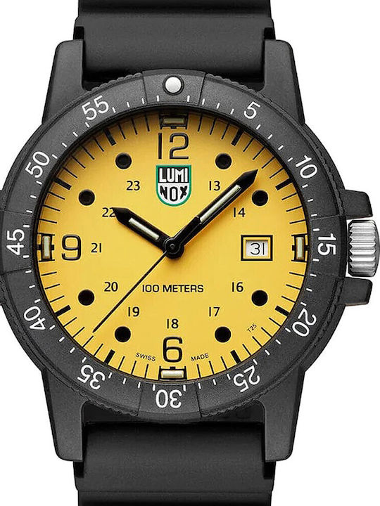 Luminox Sea Ανδρικό Ρολόι 44mm Μπαταρίας με Μαύρο Δερμάτινο Λουράκι