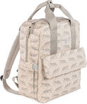 Walking Mum Wickeltasche-Wickelrucksack Beige 28x37x12cm.