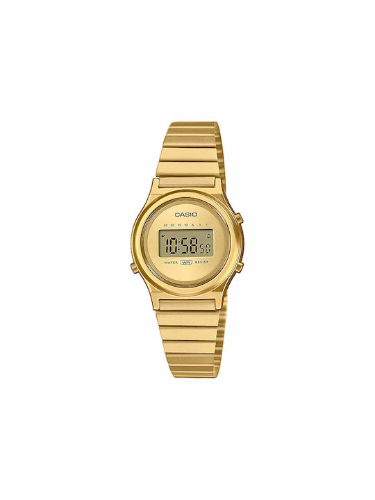 Casio Digital Watch Chronograph Battery with Gold Metal Bracelet