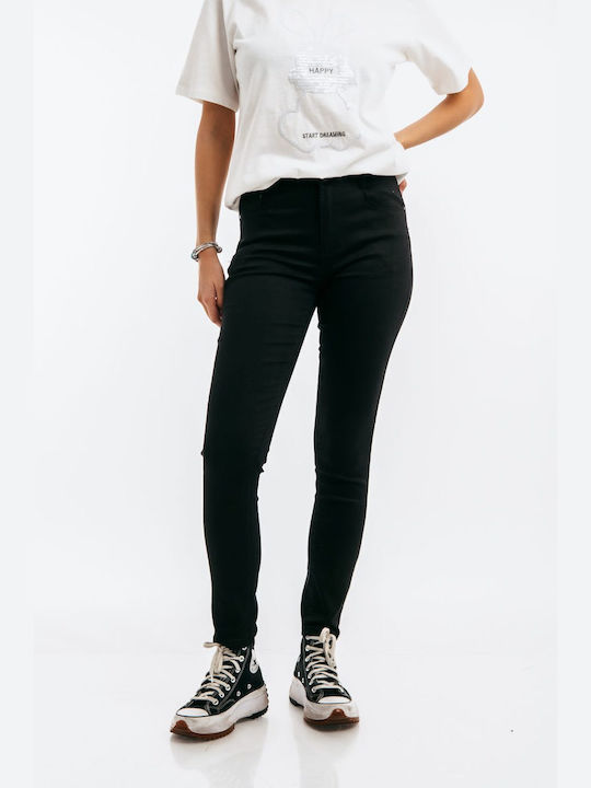 Freestyle Plus Size Γυναικείο Βαμβακερό Παντελόνι σε Skinny Εφαρμογή Μαύρο