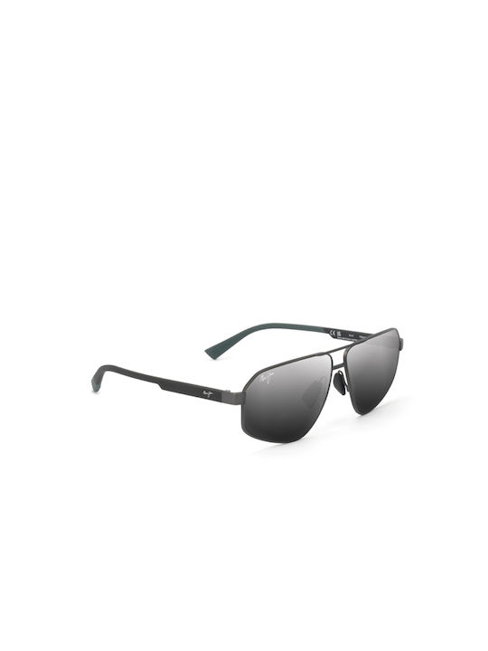 Maui Jim Men's Sunglasses with Gray Metal Frame and Black Lens DSB620-02