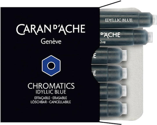 Caran D'ache 6 Ersatz- und Füllfederhaltertinten für Stift Blauer