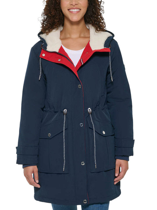 Tommy Hilfiger Women's Short Puffer Jacket for Winter Blue