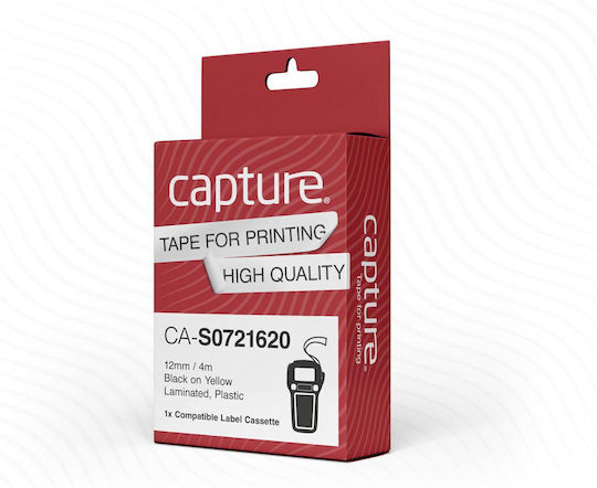 Capture Ταινία Ετικετογράφου 4m x 12mm σε Μαύρο Χρώμα Συμβατή με Dymo LetraTag/LT