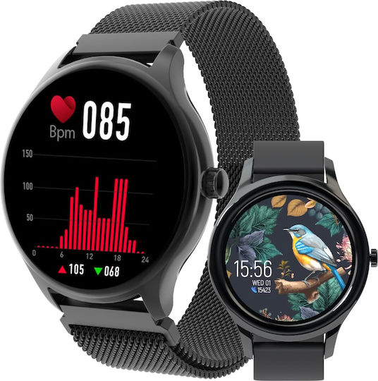 Forever ForeVive 3 SB-340 43mm Smartwatch με Παλμογράφο (Μαύρο)