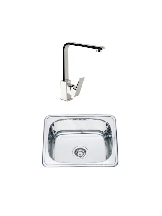 Inter Ceramic Alpaca ICSETICF71085497313ICKD4842/4640 Drop-In Spüle Inox B48xT42cm Silber
