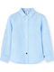 Kinder Hemd Langarm Leinen blau